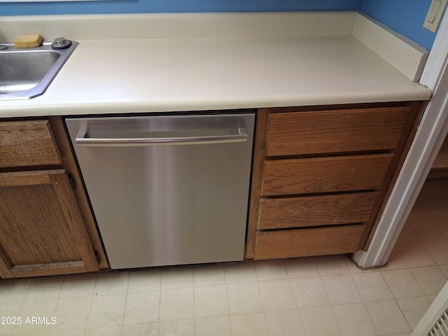 details featuring stainless steel dishwasher and a sink