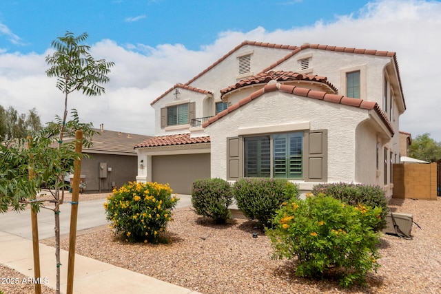 4142 E Sandy Way, Gilbert, AZ 85297 - mediterranean / spanish house with a tiled roof, concrete driveway, and stucco siding