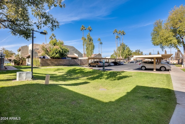 view of yard with a carport