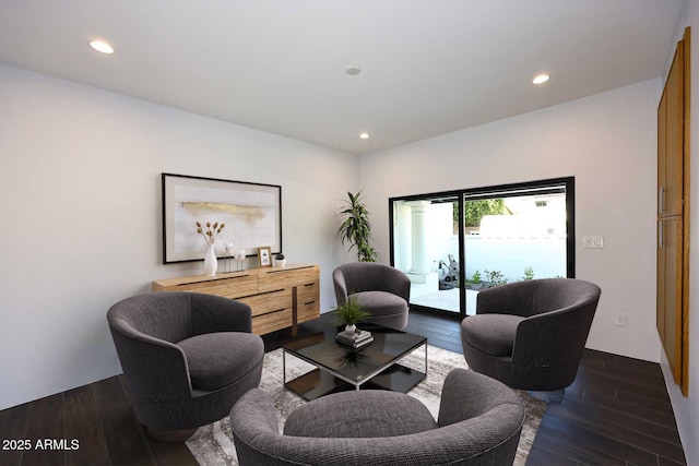 living room featuring dark hardwood / wood-style floors