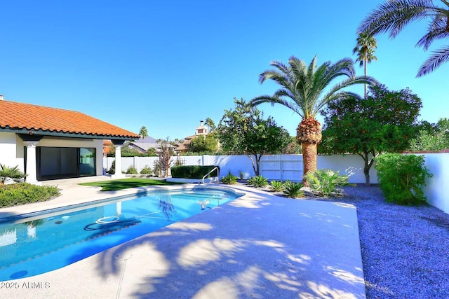 view of pool featuring a patio