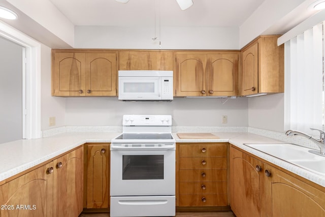 kitchen featuring sink and white appliances