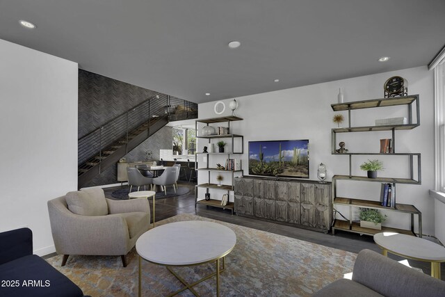 802 S 5th Ave, Tucson, AZ 85701 - living area with stairs, recessed lighting, and baseboards