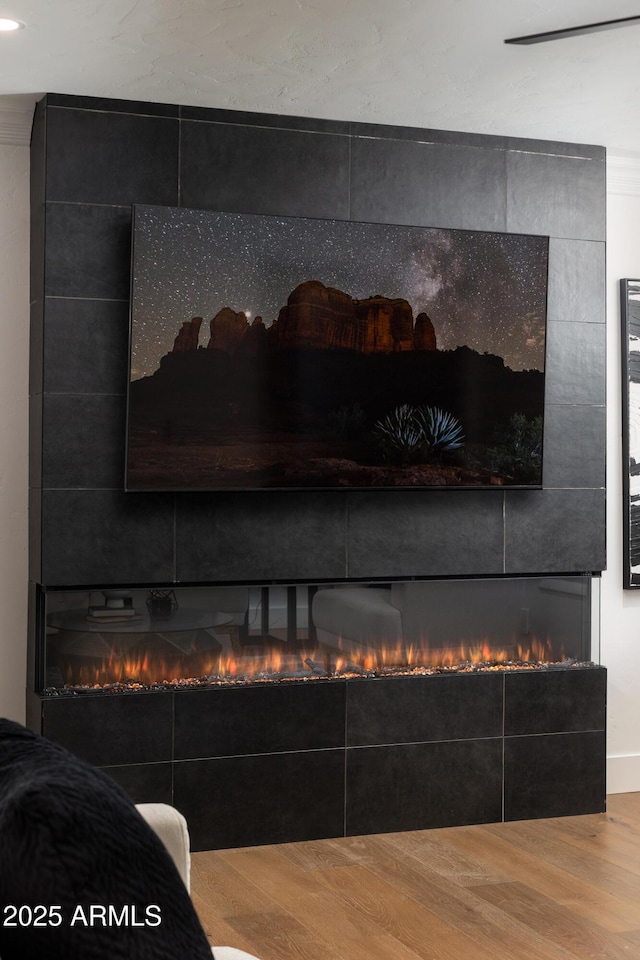 8317 E Orange Blossom Ln, Scottsdale, AZ 85250 - detailed view of a fireplace and wood finished floors