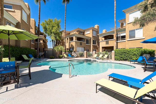 view of pool with a patio area