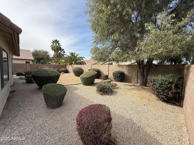 view of yard featuring a patio and a fenced backyard