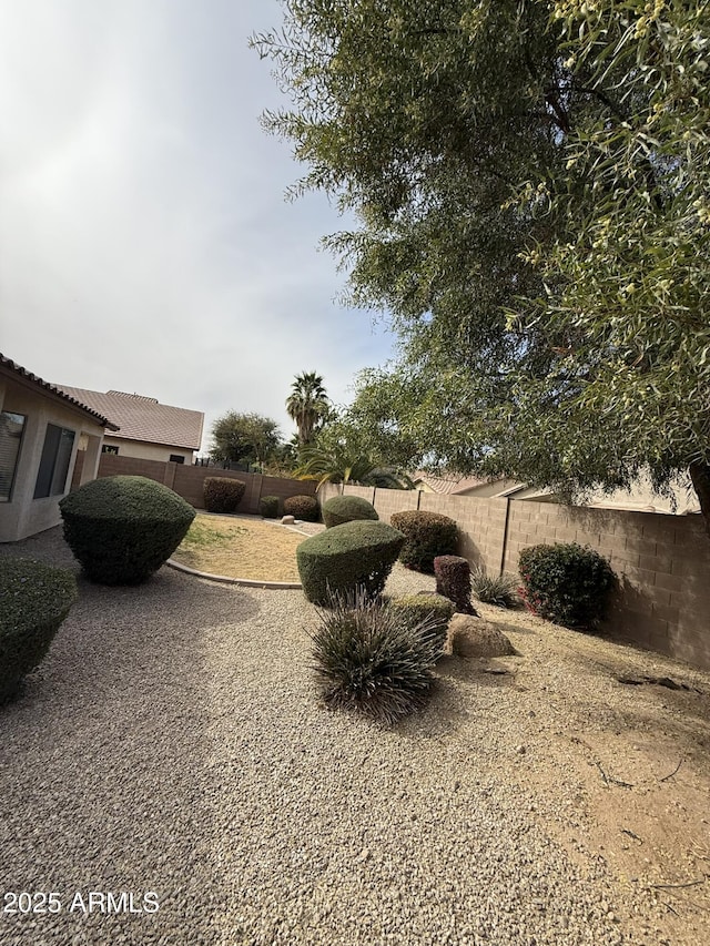 view of yard featuring a patio area and a fenced backyard