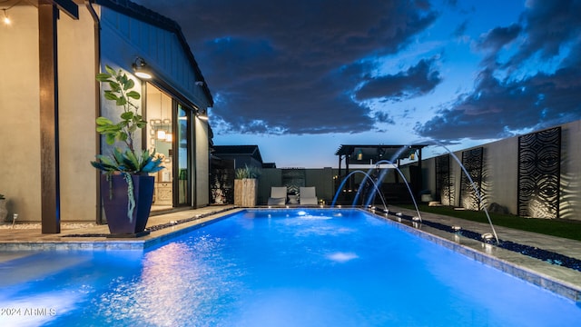 view of pool featuring pool water feature