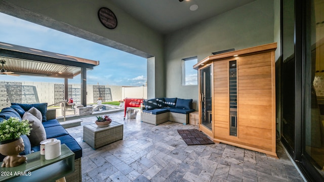 view of patio / terrace with outdoor lounge area and ceiling fan