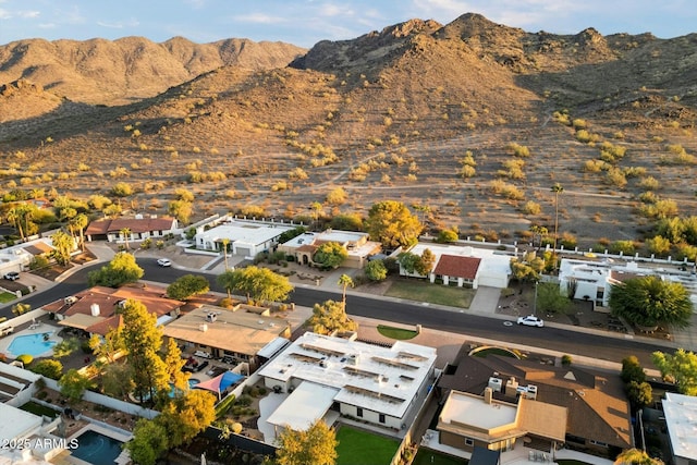 birds eye view of property featuring a residential view and a mountain view