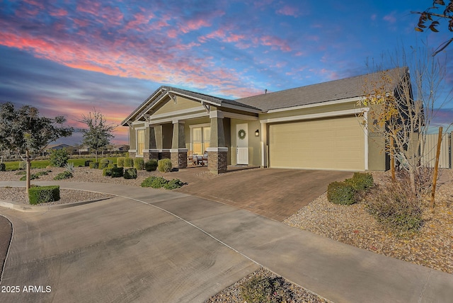 view of front of house with a garage