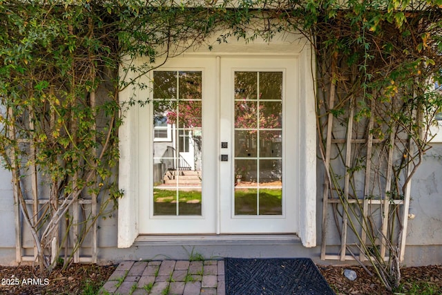 entrance to property featuring french doors