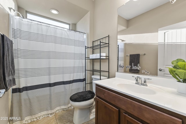 25969 W Tina Ln, Buckeye, AZ 85396 - full bath with vanity, tile patterned flooring, and curtained shower