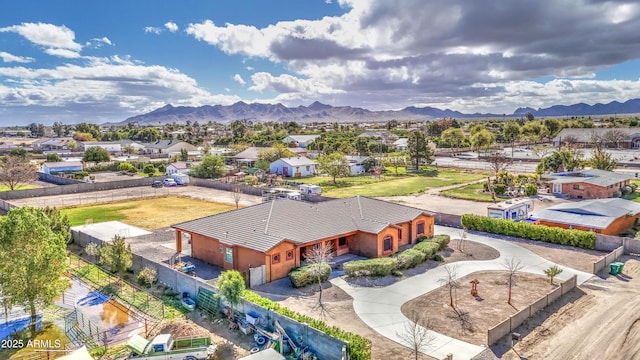 aerial view with a residential view and a mountain view