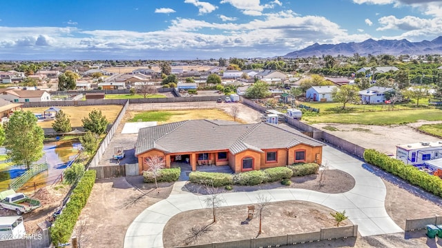 aerial view with a residential view and a mountain view