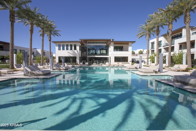 pool featuring a patio area