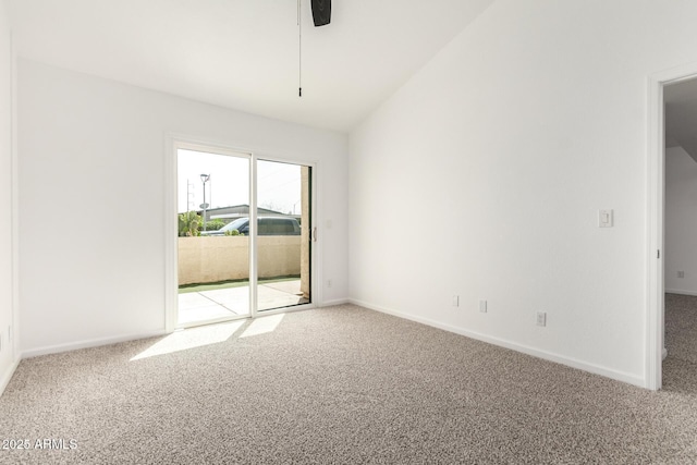 714 E Morningside Dr, Phoenix, AZ 85022 - spare room with baseboards, carpet floors, vaulted ceiling, and a ceiling fan