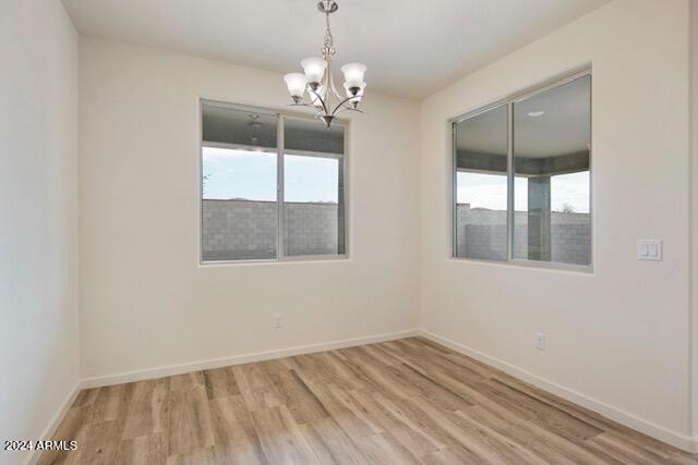 empty room with plenty of natural light and light hardwood / wood-style floors