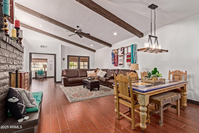 1235 N Sunnyvale Unit 113, Mesa, AZ 85205 - dining area featuring dark wood-style floors, a ceiling fan, and baseboards