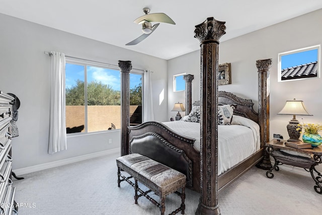 bedroom featuring carpet and ceiling fan