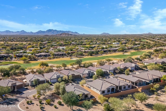 drone / aerial view featuring a mountain view