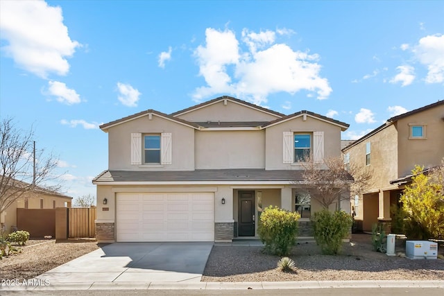 view of front property with a garage