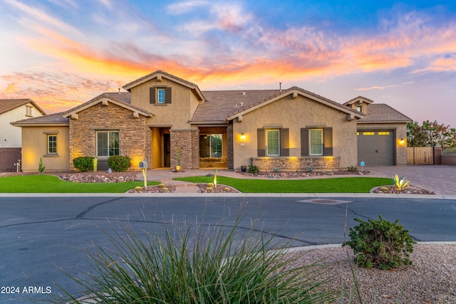 view of front of home with a garage