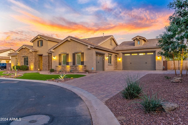 view of front of house with a garage