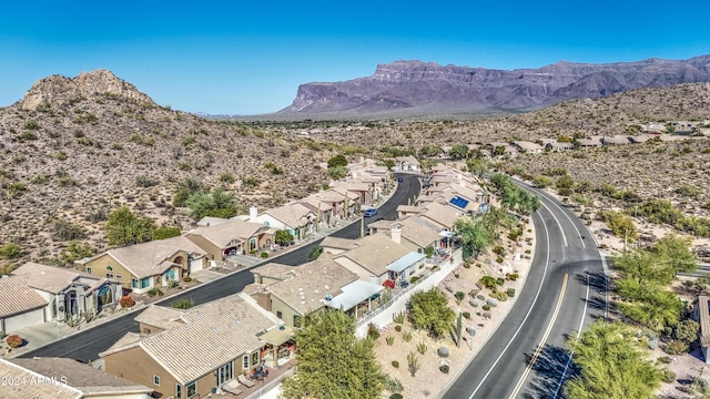 drone / aerial view with a mountain view