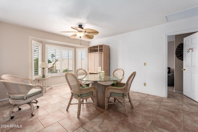 dining area with ceiling fan