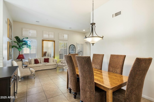 dining room with light tile patterned floors