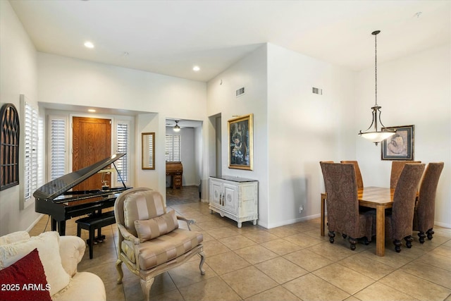 sitting room featuring light tile patterned floors