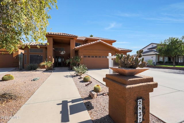 view of front of house with a garage