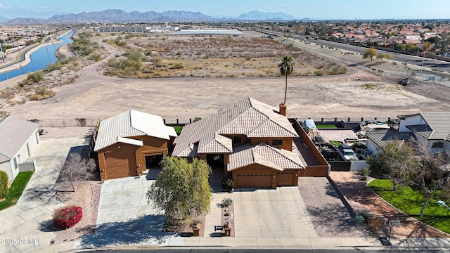 aerial view with a mountain view