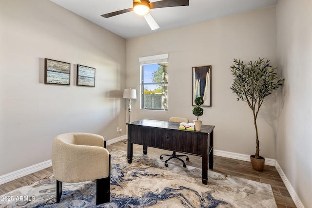 home office featuring ceiling fan