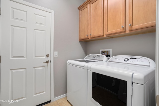 21532 N 262nd Ln, Buckeye, AZ 85396 - washroom with washing machine and dryer, cabinet space, baseboards, and light tile patterned floors