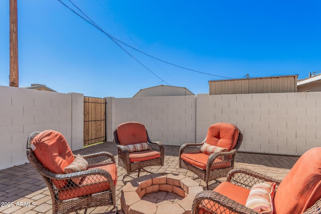 view of patio / terrace featuring outdoor lounge area and a fenced backyard