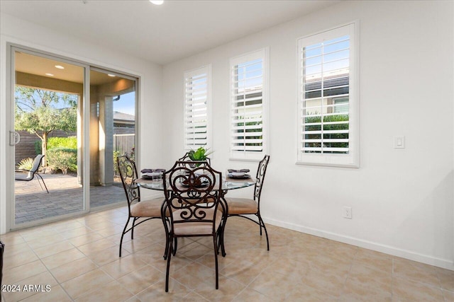 tiled dining area featuring plenty of natural light