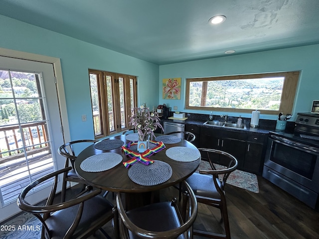 dining space featuring dark wood finished floors