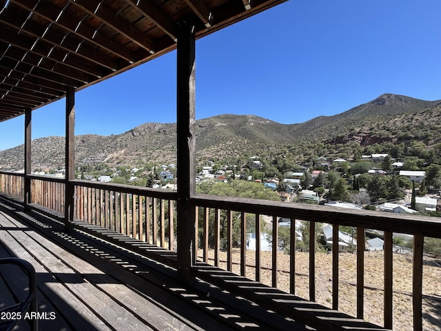 deck featuring a mountain view