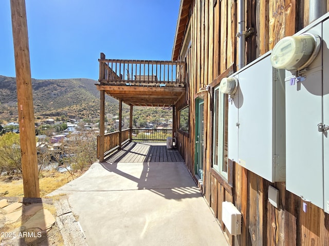 view of patio featuring a mountain view