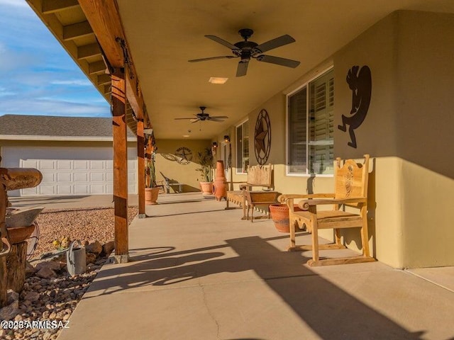 view of patio / terrace with a ceiling fan