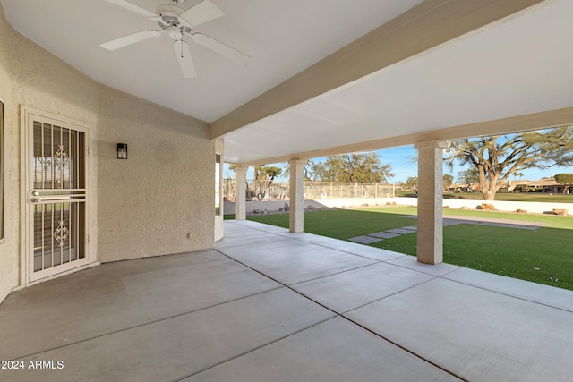 view of patio with ceiling fan