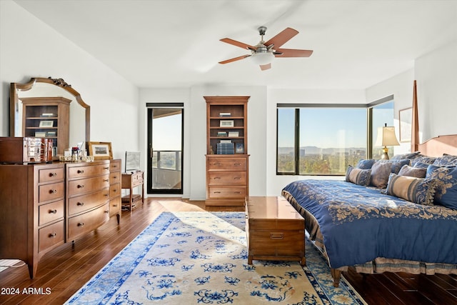 bedroom featuring ceiling fan and hardwood / wood-style floors