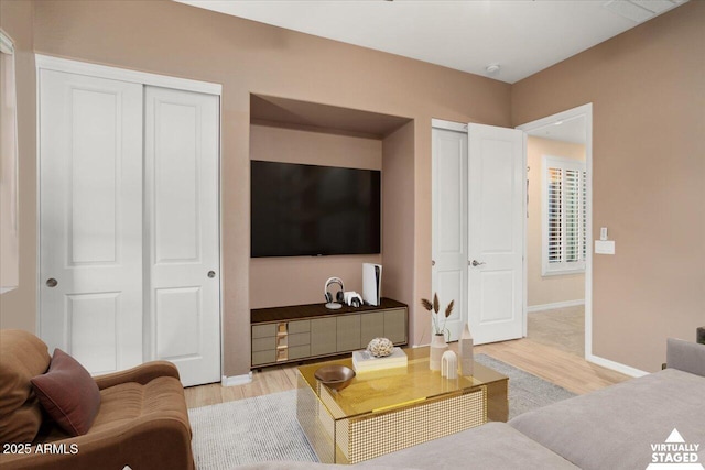 living room featuring light hardwood / wood-style flooring