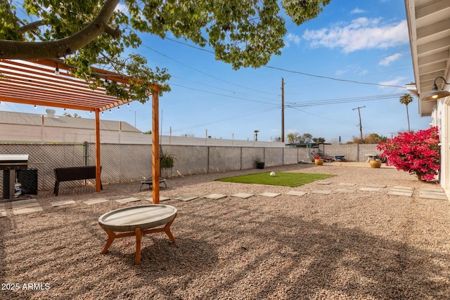 view of yard with a pergola