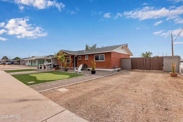 ranch-style house featuring a patio area