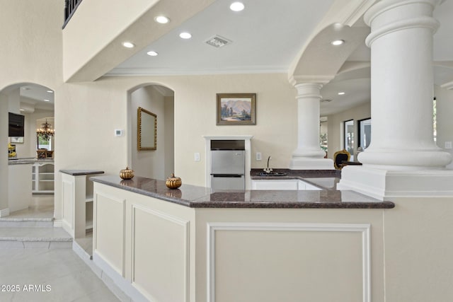 6467 E Sierra Vista Dr, Paradise Valley, AZ 85253 - interior space with ornate columns, visible vents, and a sink