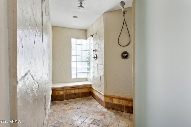 6467 E Sierra Vista Dr, Paradise Valley, AZ 85253 - full bathroom featuring stone finish floor and tiled shower