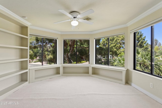 6467 E Sierra Vista Dr, Paradise Valley, AZ 85253 - unfurnished sunroom featuring visible vents, carpet floors, and a wealth of natural light